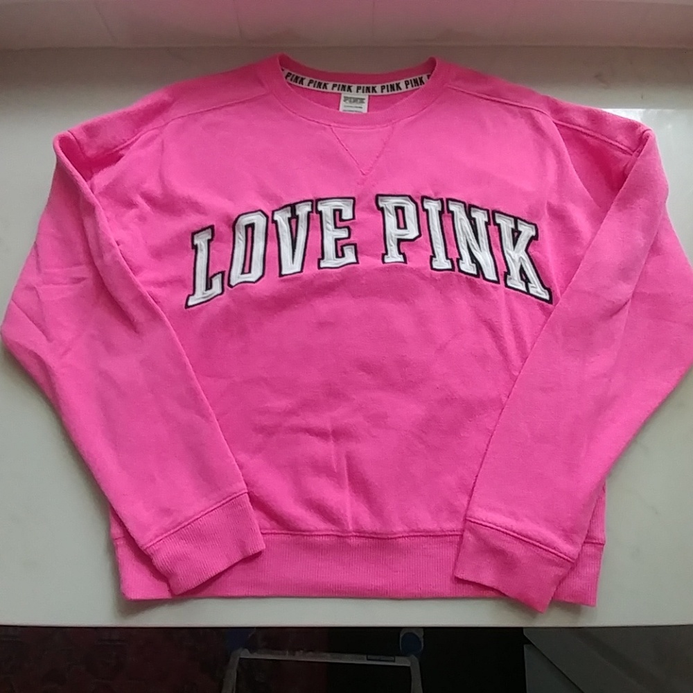 PINK "Love Pink" sweatshirt.